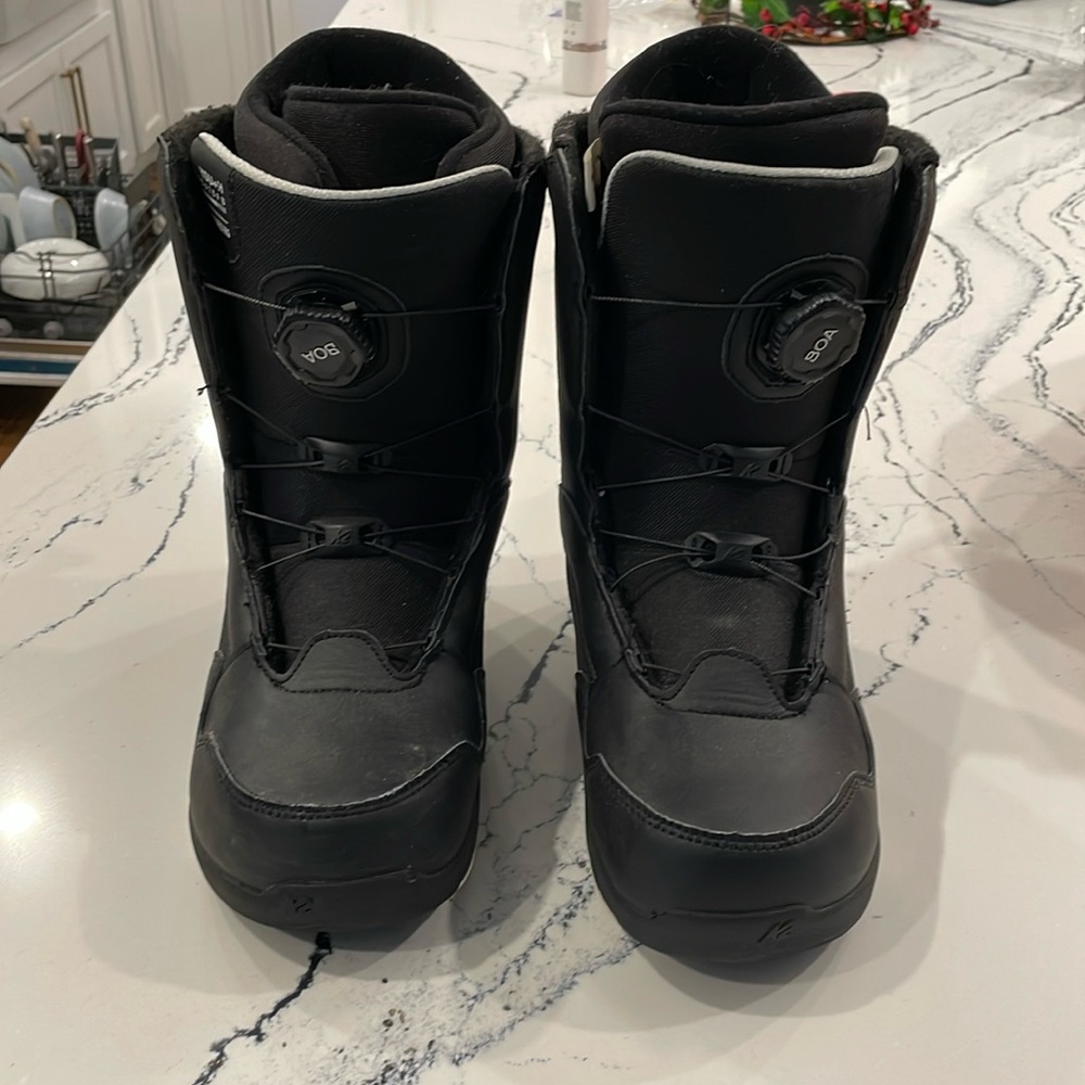 Kids size 6 snowboard boots and bindings